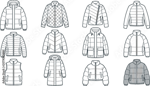 Fotografía Puffer Jacket Outline Collection Featuring Quilted Coats, Hooded Parkas, Insulat