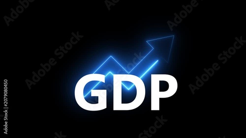 GDP Growth concept on the transparent background. Global economy, national budgets, Animation of GDP sign with up arrow. motion graphic of GDP with arrow concept.