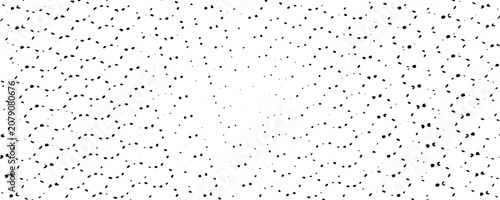 Fotografie Abstract background featuring a seamless, minimalist pattern of irregular black ink-like dots arranged in a rhythmic, wavy, and organic structure against a clean white backdrop