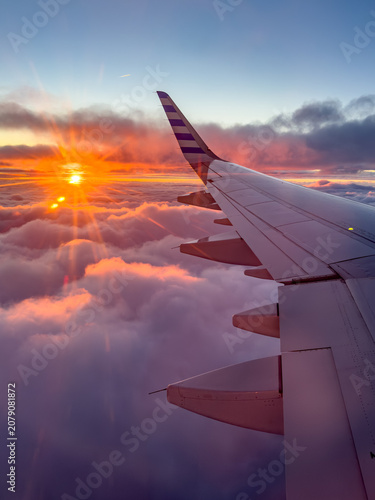 airplane in the sky sunset