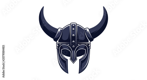 Konstfotografi Ancient viking warrior helmet with large horns and metal details