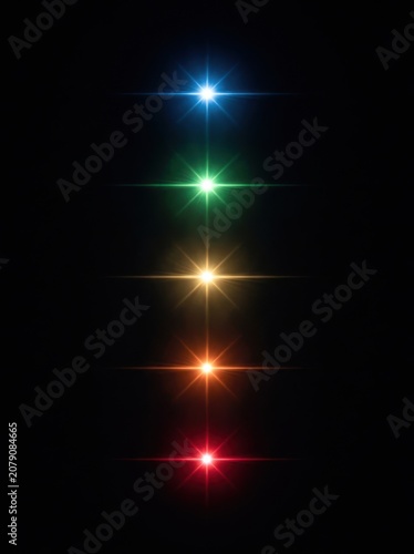 Rainbow colored lights on black background