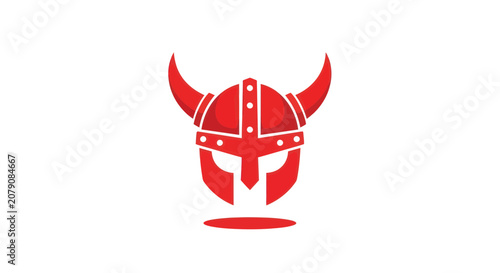 Фотография Red horned viking warrior helmet mascot icon