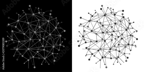 Abstract Wireframe Network Sphere with Connected Dots and Lines Isolated on Transparent Background