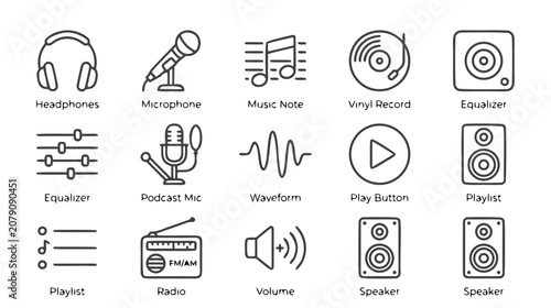 Music and audio icons set