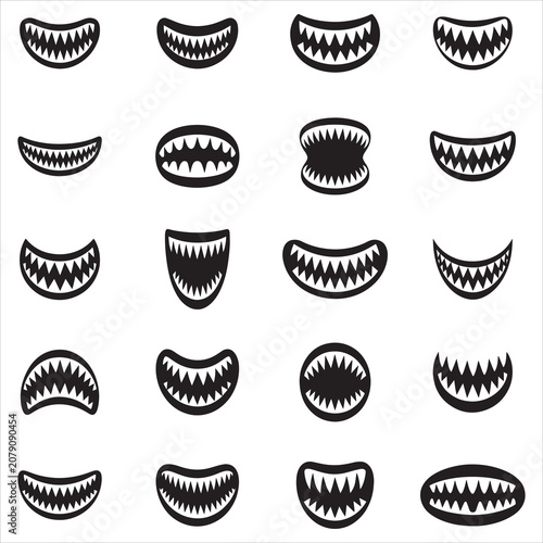 Aggressive Shark Mouth Illustration with Sharp Teeth and Fierce