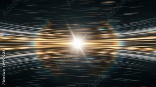 Blurred light trails, glowing center, abstract background