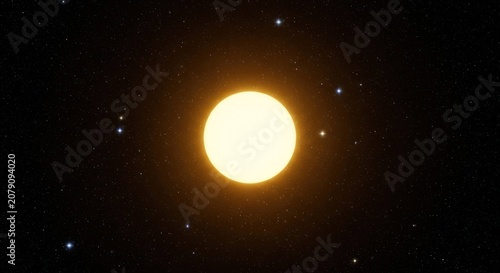 Bright star glows in dark space, surrounded by dim, distant celestial points