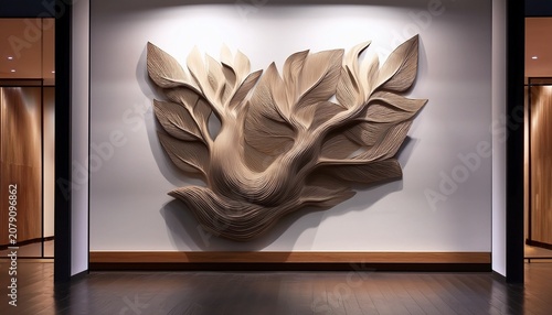 abstract 3d sculpture of nature and emotion in art gallery space
