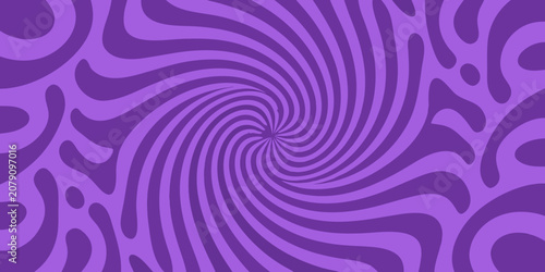 Tableau sur toile Purple spiral pattern with undulating organic shapes vector illustration