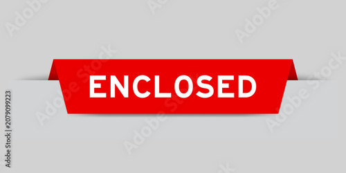 Картината върху платно Red color inserted label with word enclosed on gray background