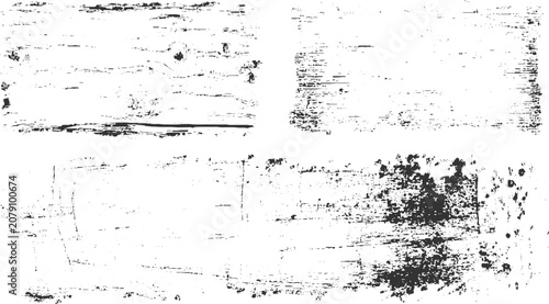 Fotografie Four distinct black and white textured grunge backgrounds resembling weathered w