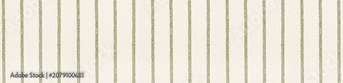 Cream white canvas fabric with thin vertical green textured stripes