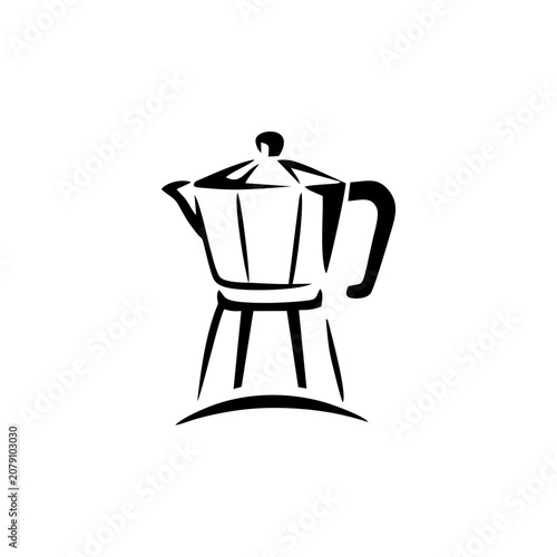 Moka Pot Coffee Maker Illustration - Classic Italian Espresso Machine Icon