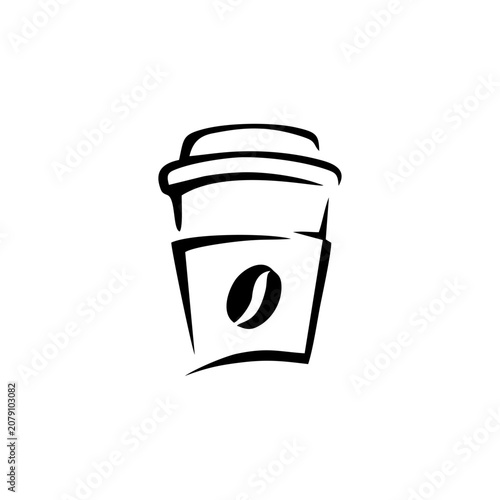 Minimalist Line Art Takeaway Coffee Cup Icon Vector Illustration
