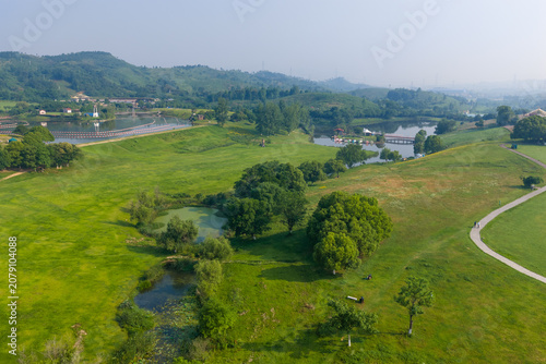 Bild auf Leinwand Summer scenery of Mulan Grassland Scenic Area, Wuhan, Hubei, China