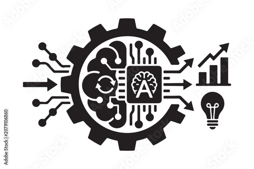 Machine learning concept with brain gear business growth and innovation