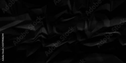 Tableau sur toile Black crumpled paper background texture pattern overlay