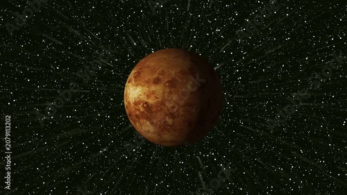 Planet Venus in Deep Space with Starburst Effect cosmos galaxy. Cosmic view of venus with radiant starburst and sparkling stars in deep space galaxy scene.