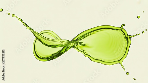 Green liquid splash isolated with abstract fluid wave design on light background