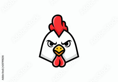 Angry Rooster Mascot Logo Design Featuring a Fierce Farm Animal Face Illustration for Sports Teams and Branding