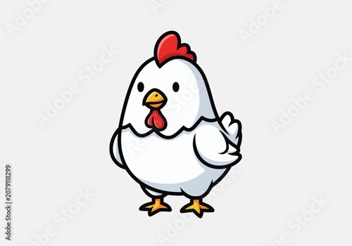 Cute cartoon chicken illustration on a white background, perfect for farm or animal-themed designs