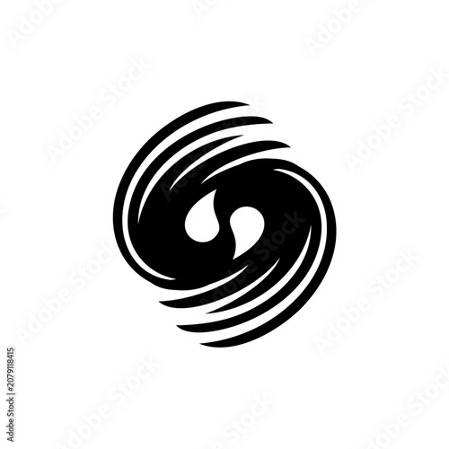 Black swirl abstract symbol icon.