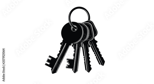 Black Silhouette Of Metal Keys Hanging From A Keyring
