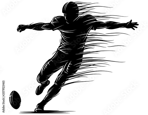 American football player kicking ball abstract silhouette vector illustration