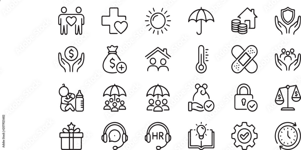 Fototapeta premium Silhouette People and Kitchen Tools Vector Icon Set with Home, Business and Internet Symbols Collection for Web Design Illustration Elements