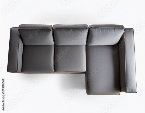 modern sofa on isolated white background top view