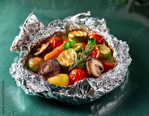 baked vegetables in foil