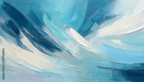 modern acrylic texture with brushstrokes in ocean blue and pale gray generative ai