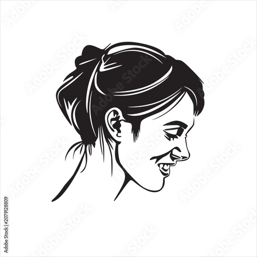 A woman smiles sweetly.