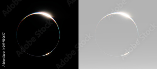 Bild auf Leinwand eclipse light ring overlay transparent glowing halo circle lens flare glow effec