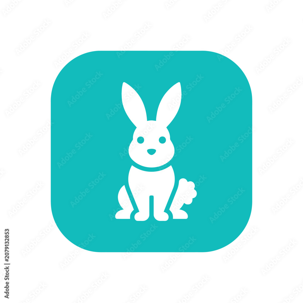 Fototapeta premium Cute rabbit icon vector flat graphic illustration silhouette simple animal bunny logo for design.