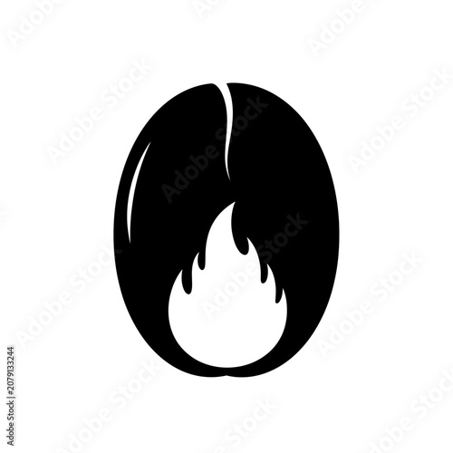 Coffee bean with flame icon