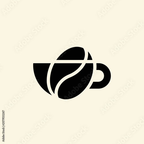 Coffee Cup Bean Logo Icon