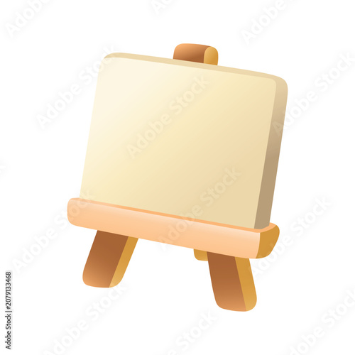 3D Wooden Blank Canvas Easel Icon Isolated on White Background – Minimal Creative Art Board Illustration