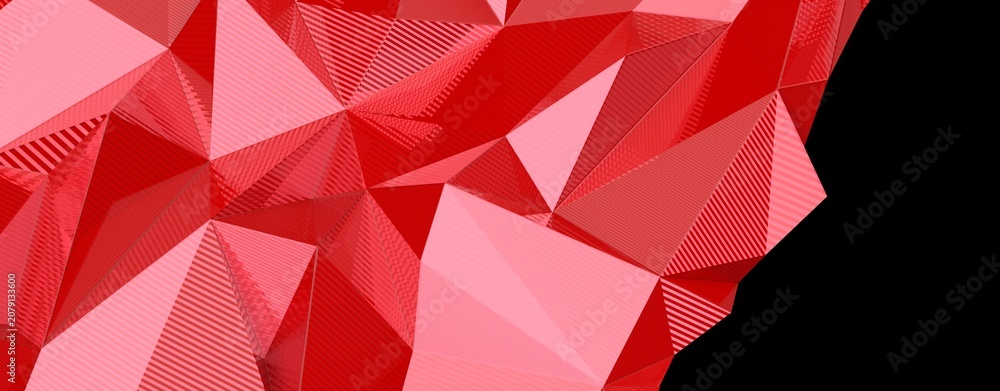 Fototapeta premium Geometric low poly abstract design with red shades and texture variations