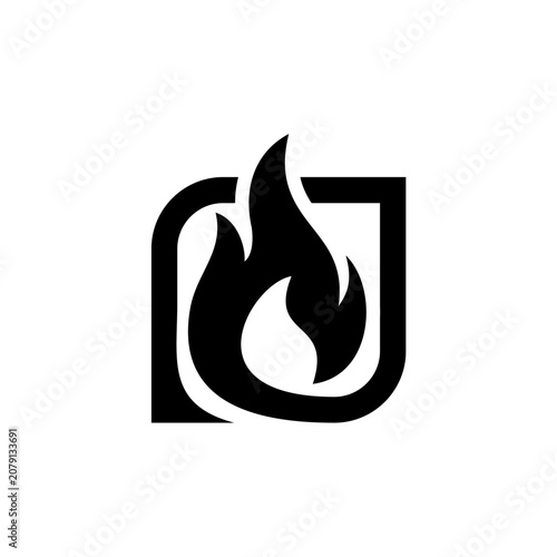 Black Flame Icon Logo Design.
