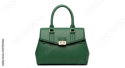 Elegant mint green leather handbag with gold hardware
