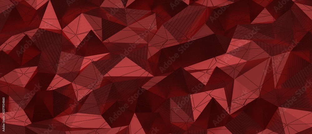 Fototapeta premium Intricate dark red geometric pattern with repeating polygonal shapes and lines