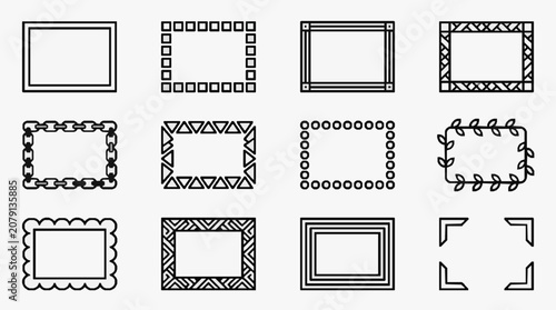 Fotografija Minimalist Black and White Geometric Border Frame Designs and Patterns for Digit