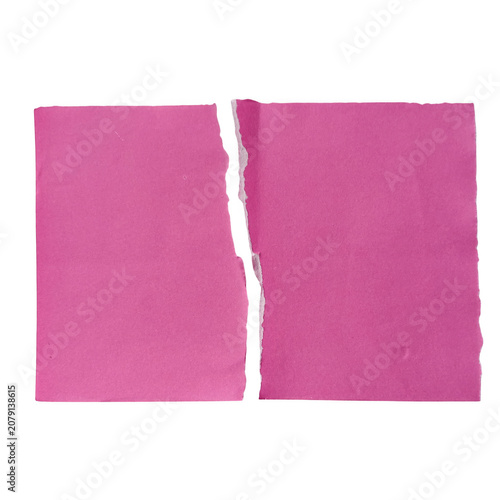 Two pink overlapping geometric paper shapes on flat surface isolated on transparent background