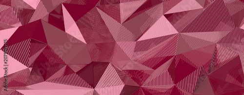 Intricate abstract geometric background with various pink and red polygonal shapes creating depth.