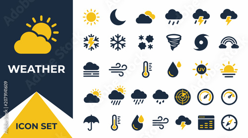 Bild auf Leinwand Vector icon pack features various weather symbols and icons for forecast