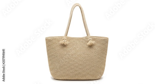 Elegant light green woven tote bag with sturdy handles