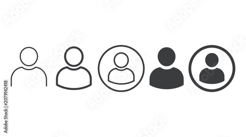Five distinct user profile icon variations displayed in a simple horizontal row
