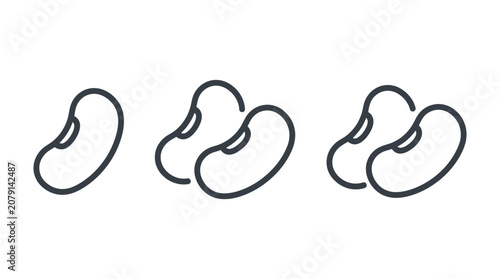 Three simple minimalist outline-style black bean icons arranged horizontally